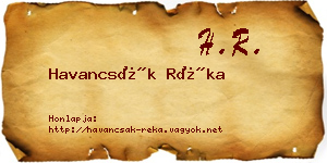Havancsák Réka névjegykártya